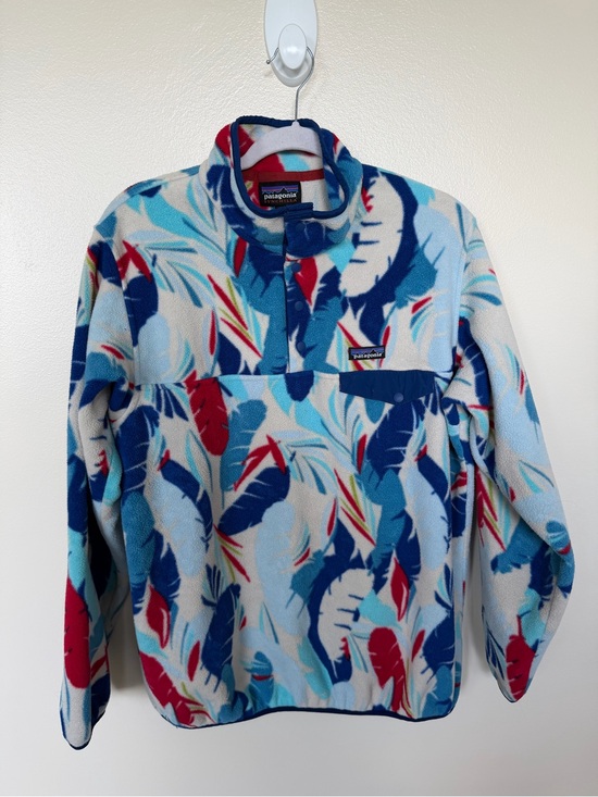 Patagonia Tops - PATAGONIA Synchilla Snap-T Fleece Pullover Women's Rare Feather Print Blue